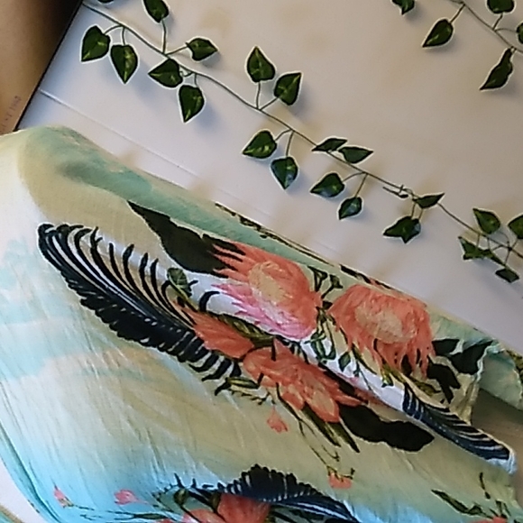 AMERICAN EAGLE FLORAL MINT / PINK KIMONO SZ OS - Picture 2 of 7